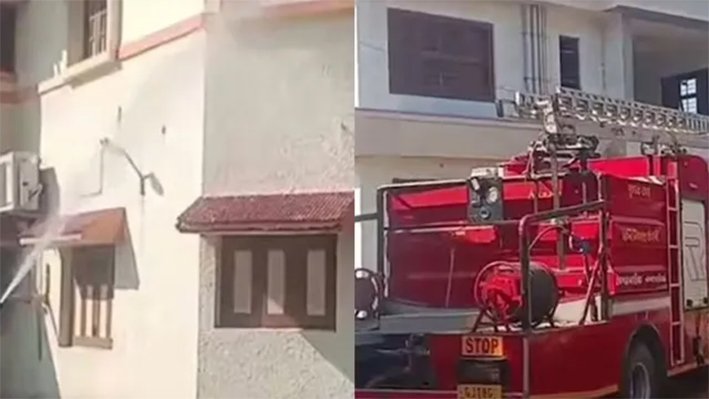 வீட்டை சுத்தம் செய்ய பாஜக MLA வீட்டுக்கு தீயணைப்பு வாகனம்