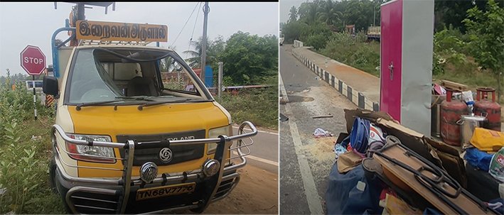 கும்பகோணத்தில் லோடு வேன் விபத்து –கணவர் கண்முன்னே மனைவி பலி!