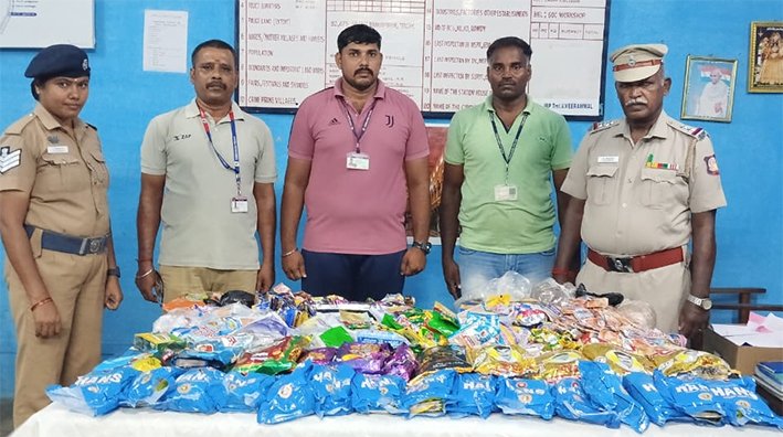 திருச்சி ரயில்வே ஸ்டேசனில் 22 கிலோ குட்கா பறிமுதல்...