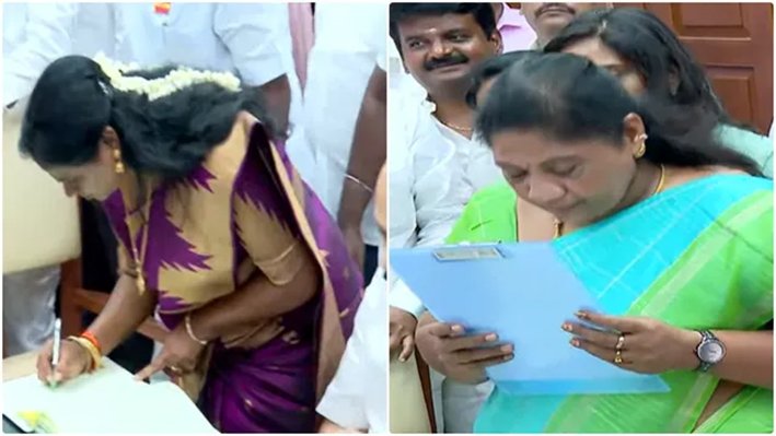மதுராந்தகம், தாராபுரம் எம்.எல்.ஏ.க்களாக மரகதம், சத்யபாமா பதவியேற்பு!