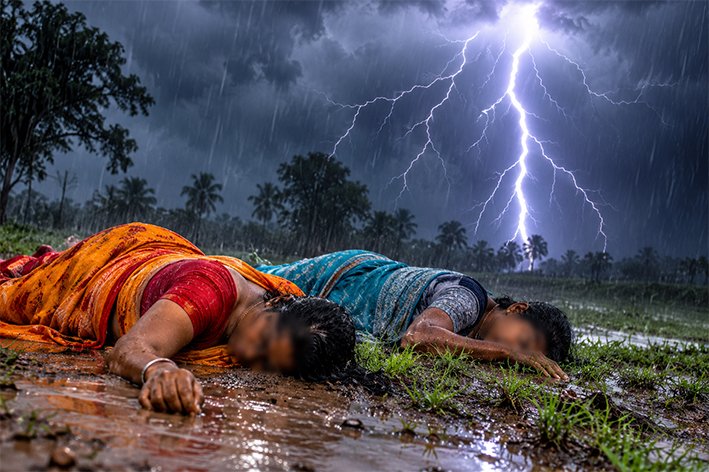சிவகங்கை அருகே மின்னல் தாக்கி 2 பெண்கள் பலி