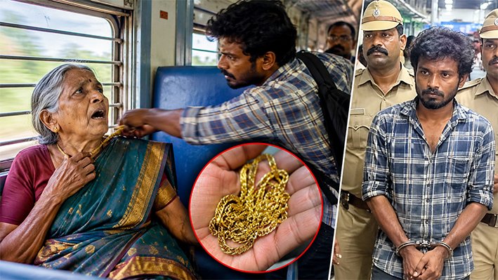ஓடும் ரயிலில் மூதாட்டியின் 4 பவுன் செயின் திருடியவர் கைது!