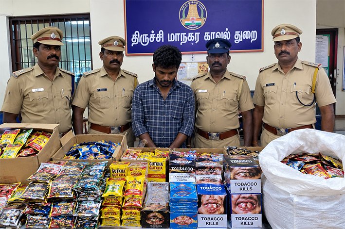 திருச்சியில் புகையிலை பொருட்கள் விற்பனை-ஒருவர் கைது