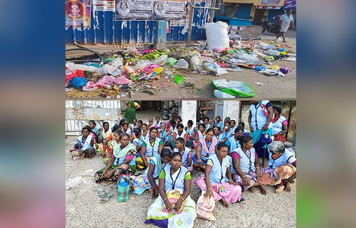 துப்புரவு தொழிலாளர்கள் பணி புறக்கணிப்பு – தேங்கிய குப்பையால் மக்கள் அவதி